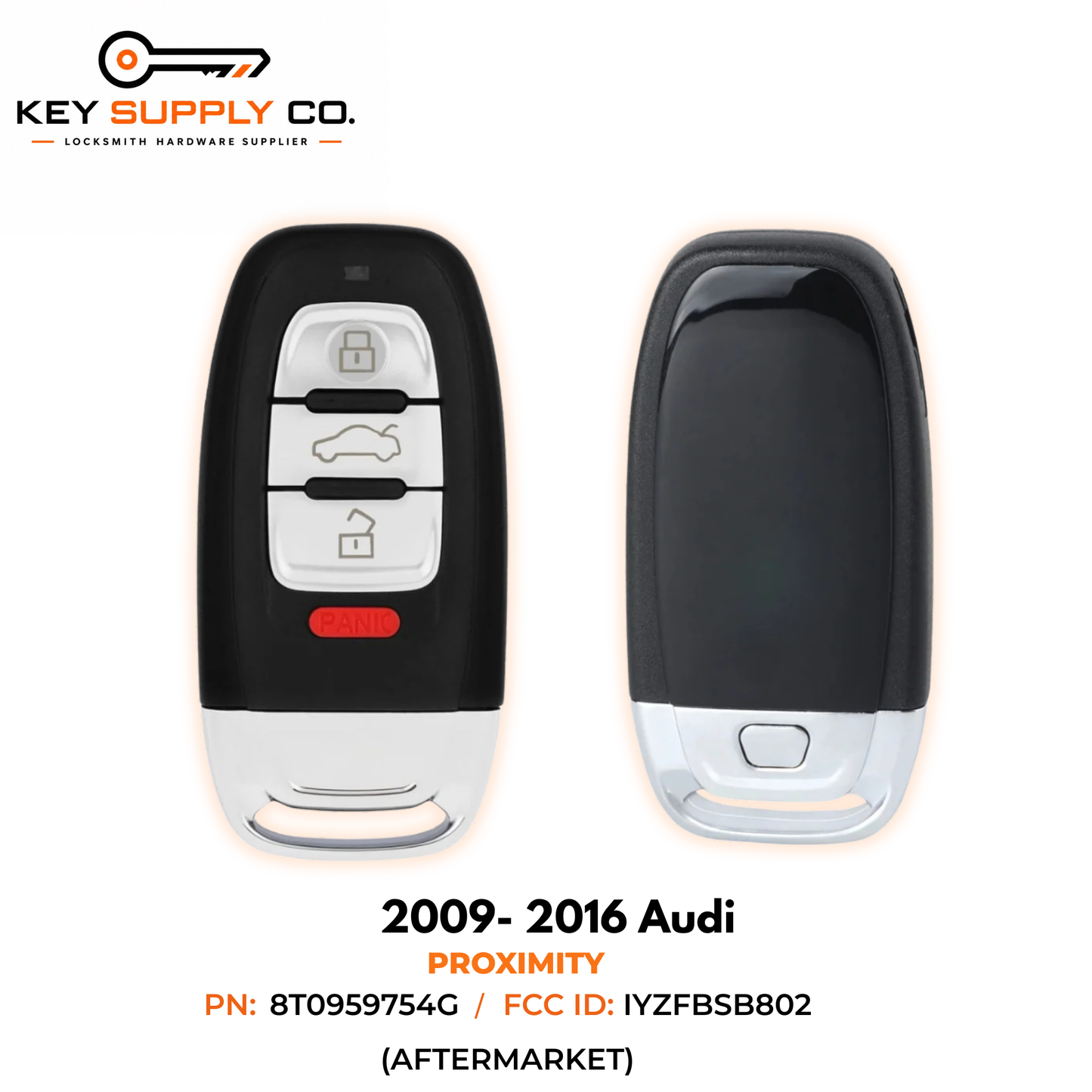 2009-2016 Audi / 4-Button Smart Key / PN: 8T0959754G / IYZFBSB802 / Comfort Access / 315 MHz (AFTERMARKET)