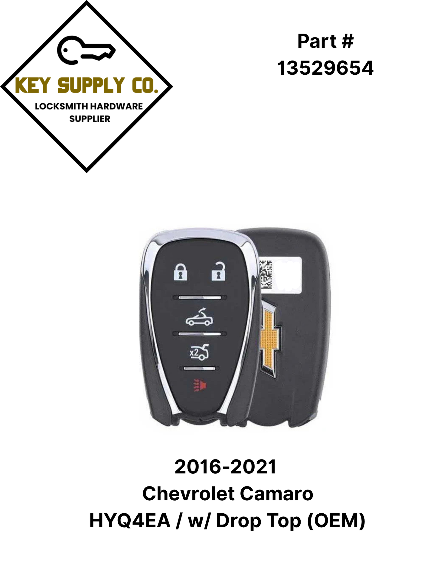 2016-2021 Chevrolet Camaro / 5-Button Smart Key / PN: 13529654 / HYQ4EA / w/ Drop Top (OEM)