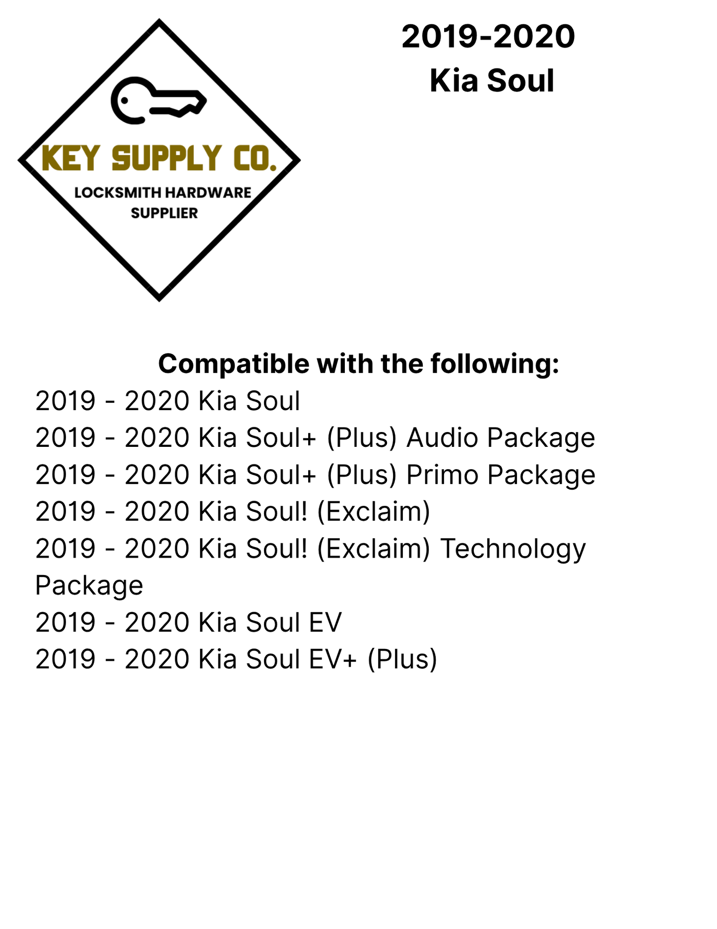 2019-2020 Kia Soul / 4-Button Smart Key / PN: 95440-K0000 / SY5SKFGE04 (AFTERMARKET)
