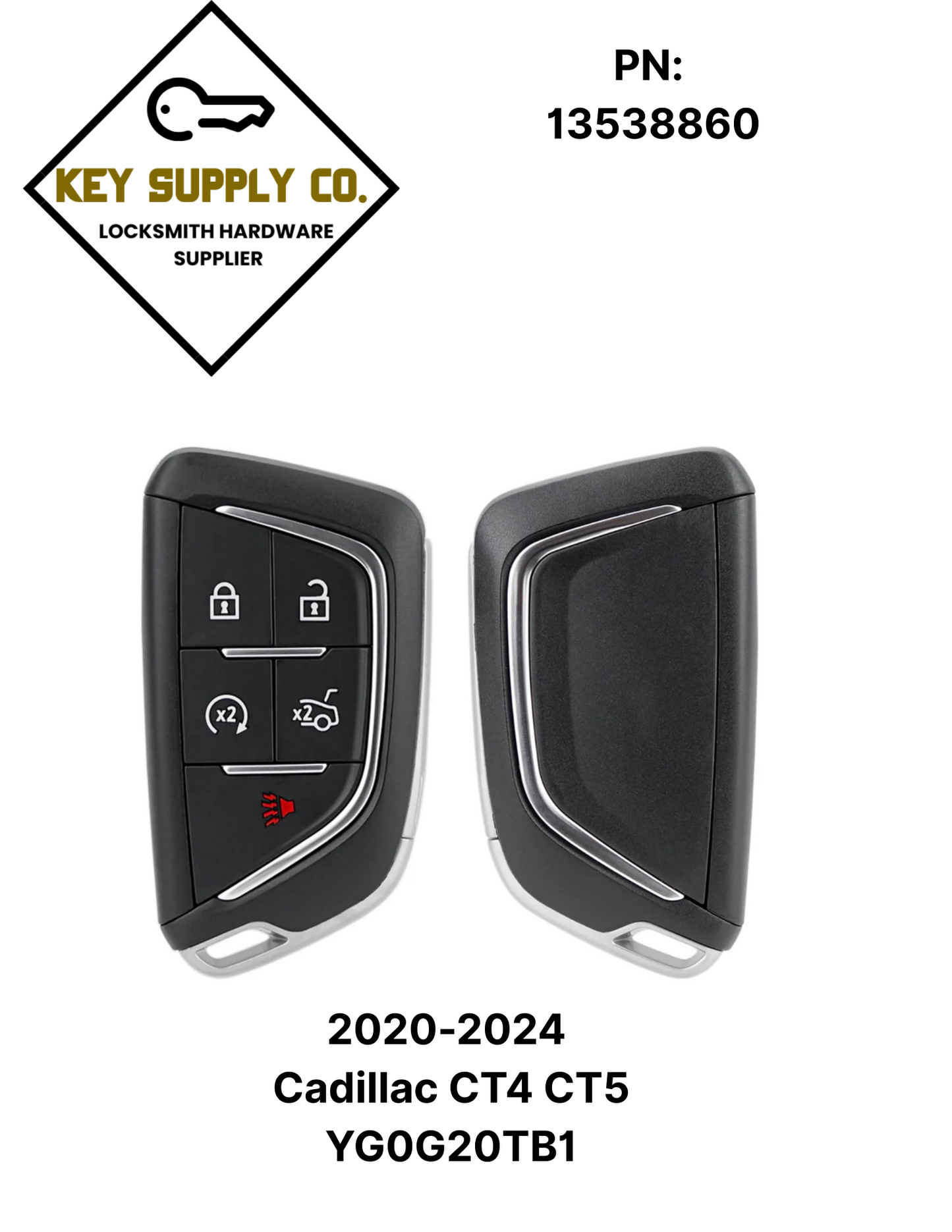 2020-2024 Cadillac CT4 CT5 / 5-Button Smart Key / PN: 13538860 / YG0G20TB1 (AFTERMARKET)