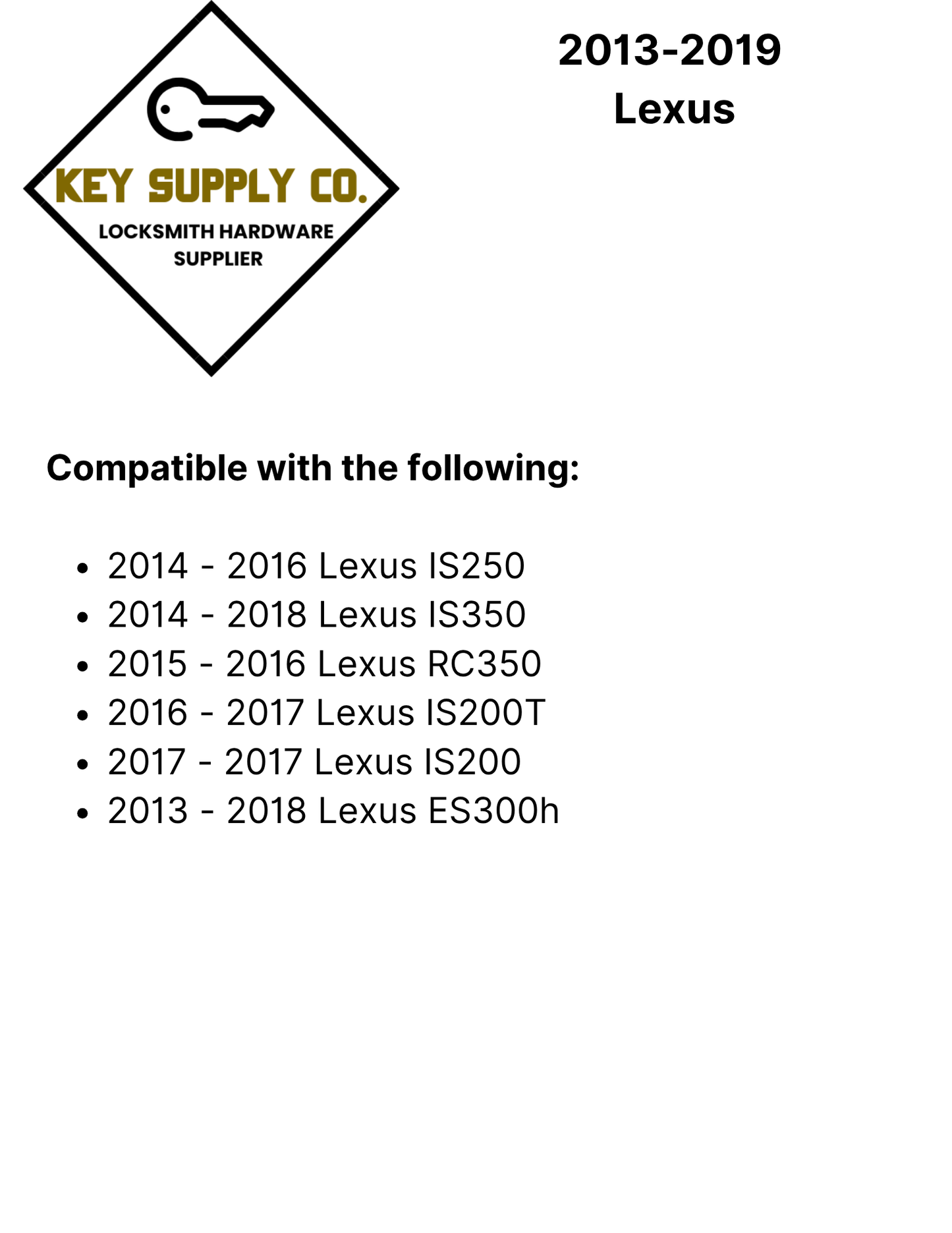 2013-2019 Lexus / 4-Button Smart Key / PN: 89904-53651 / HYQ14FBA / AG Board (AFTERMARKET)