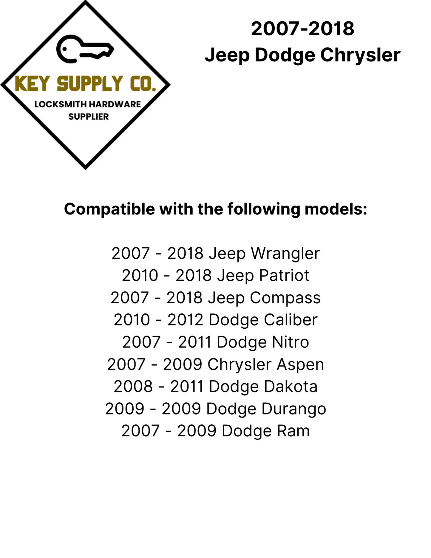 2007-2018 Jeep Dodge Chrysler / 4-Button Remote Head Key / OHT692713AA (AFTERMARKET)
