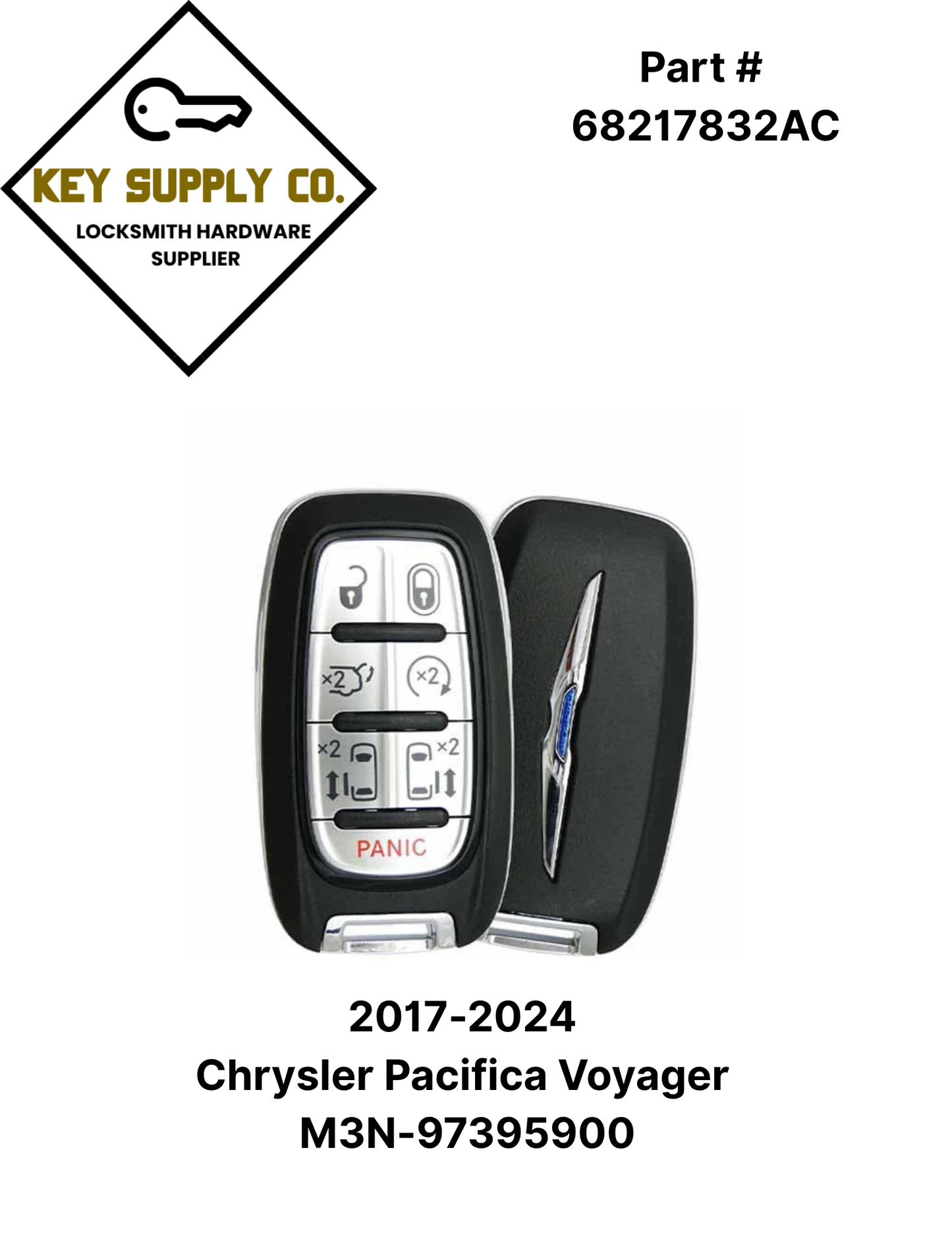 2017-2024 Chrysler Pacifica Voyager / 7-Button Smart Key / No KeySense / PN: 68217832AC / M3N-97395900 (OEM)