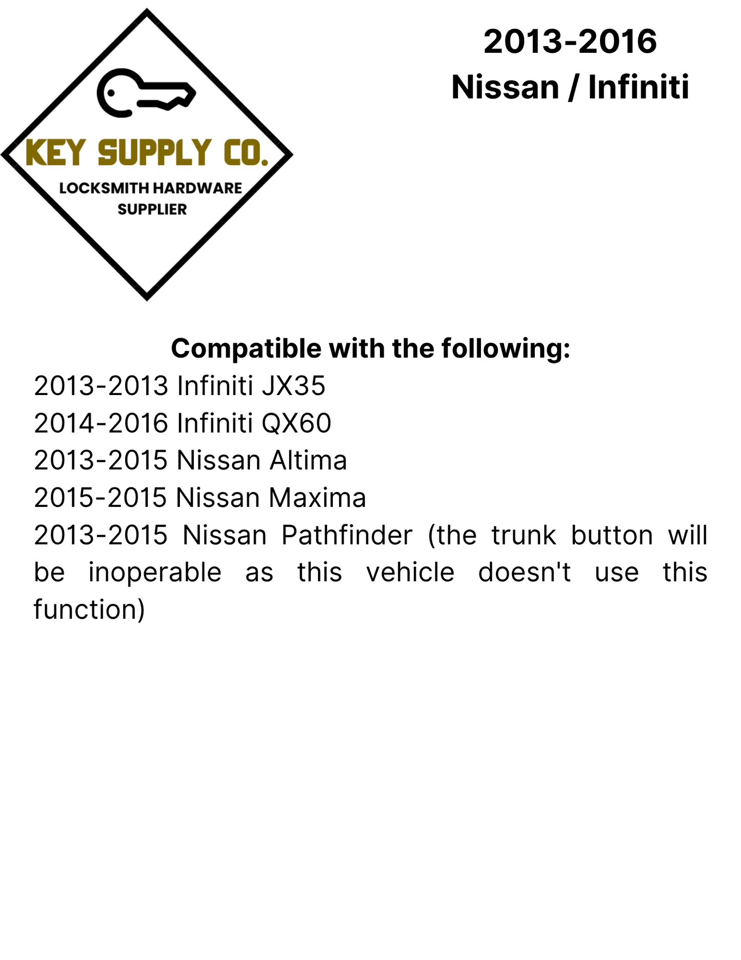 2013-2016 Nissan / Infiniti / 4-Button Smart Key / S180144018 / KR5S180144014 / IC 014 (AFTERMARKET)