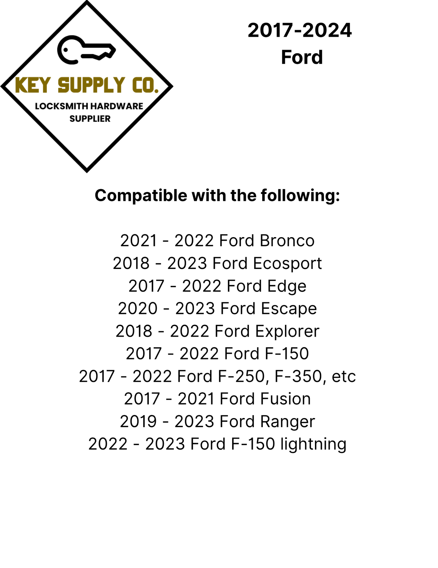 2017-2024 Ford / 3-Button Smart Key / 164-R8163 / M3N-A2C93142300 (AFTERMARKET)