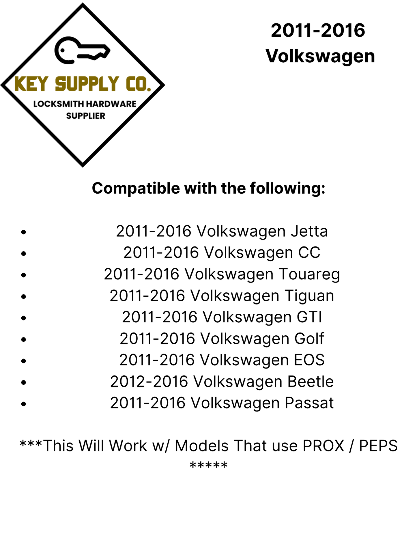 2011-2016 Volkswagen / 4-Button Flip Key / PN: 5K0837202AK / NBG010206T / HU66 / PROX / 315 MHz (AFTERMARKET)