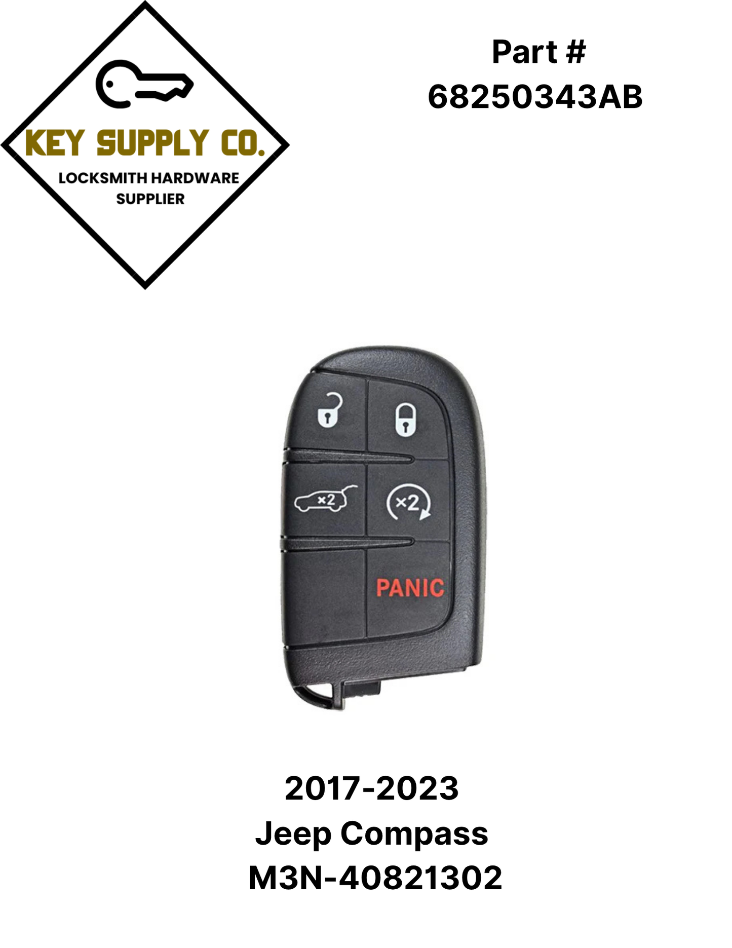 2017-2023 Jeep Compass / 5-Button Smart Key / PN: 68250343AB / M3N-40821302 (AFTERMARKET)