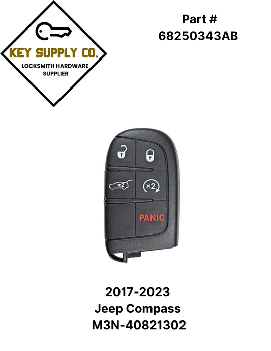 2017-2023 Jeep Compass / 5-Button Smart Key / PN: 68250343AB / M3N-40821302 (AFTERMARKET)