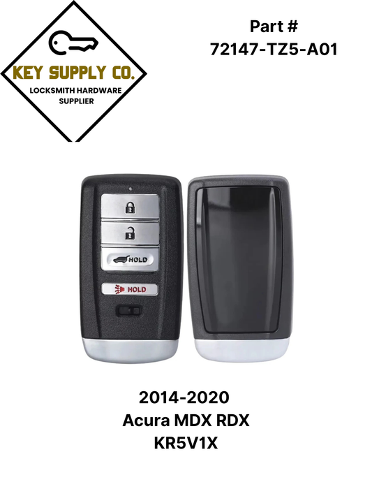 2014-2020 Acura MDX RDX / 4-Button Smart Key / PN: 72147-TZ5-A01 / KR5V1X (AFTERMARKET)