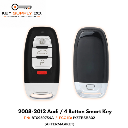 2008-2012 Audi / 4-Button Smart Key / PN: 8T0959754A / IYZFBSB802 / 315 MHz (AFTERMARKET)