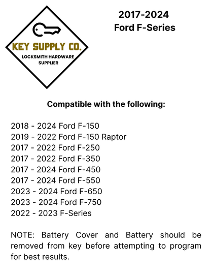 2017-2024 Ford F-Series / 5-Button Smart Key w/ Tailgate / M3N-A2C93142600 / 164-R8166 (AFTERMARKET)