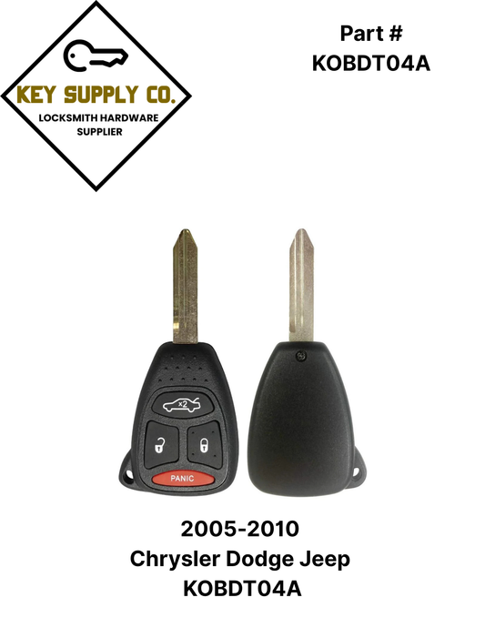2005-2010 Chrysler Dodge Jeep / 4-Button Remote Head Key / KOBDT04A (AFTERMARKET)