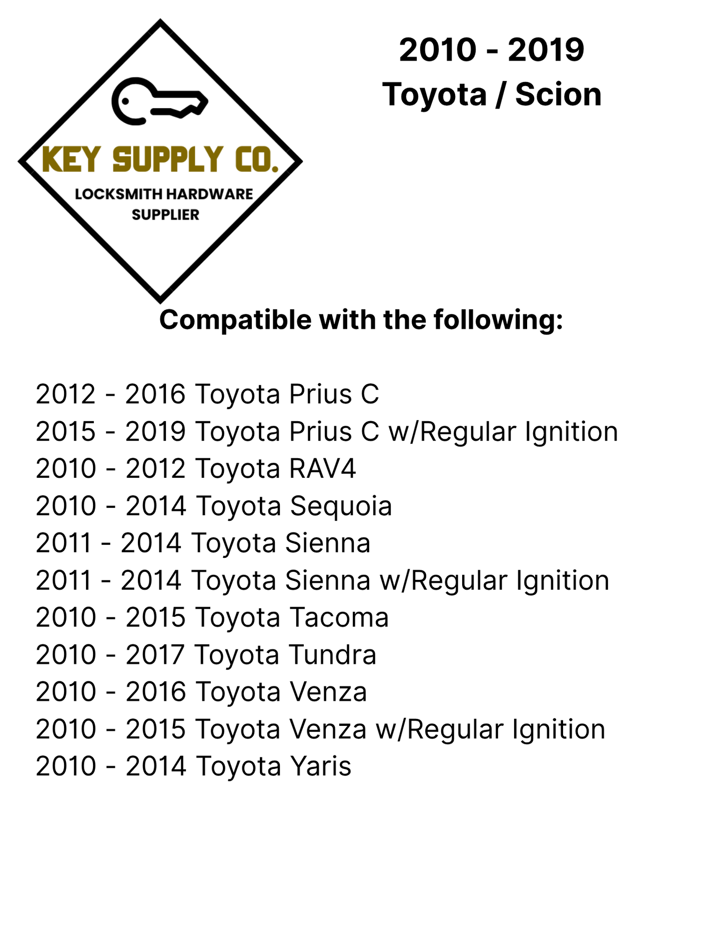 2010 - 2019 Toyota / Scion - TOY44G Transponder Key - (G Chip) (AFTERMARKET)