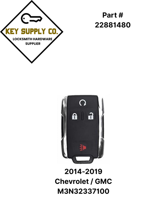 2014-2019 Chevrolet / GMC / 4-Button Keyless Entry Remote / PN: 22881480 / M3N32337100 (AFTERMARKET)