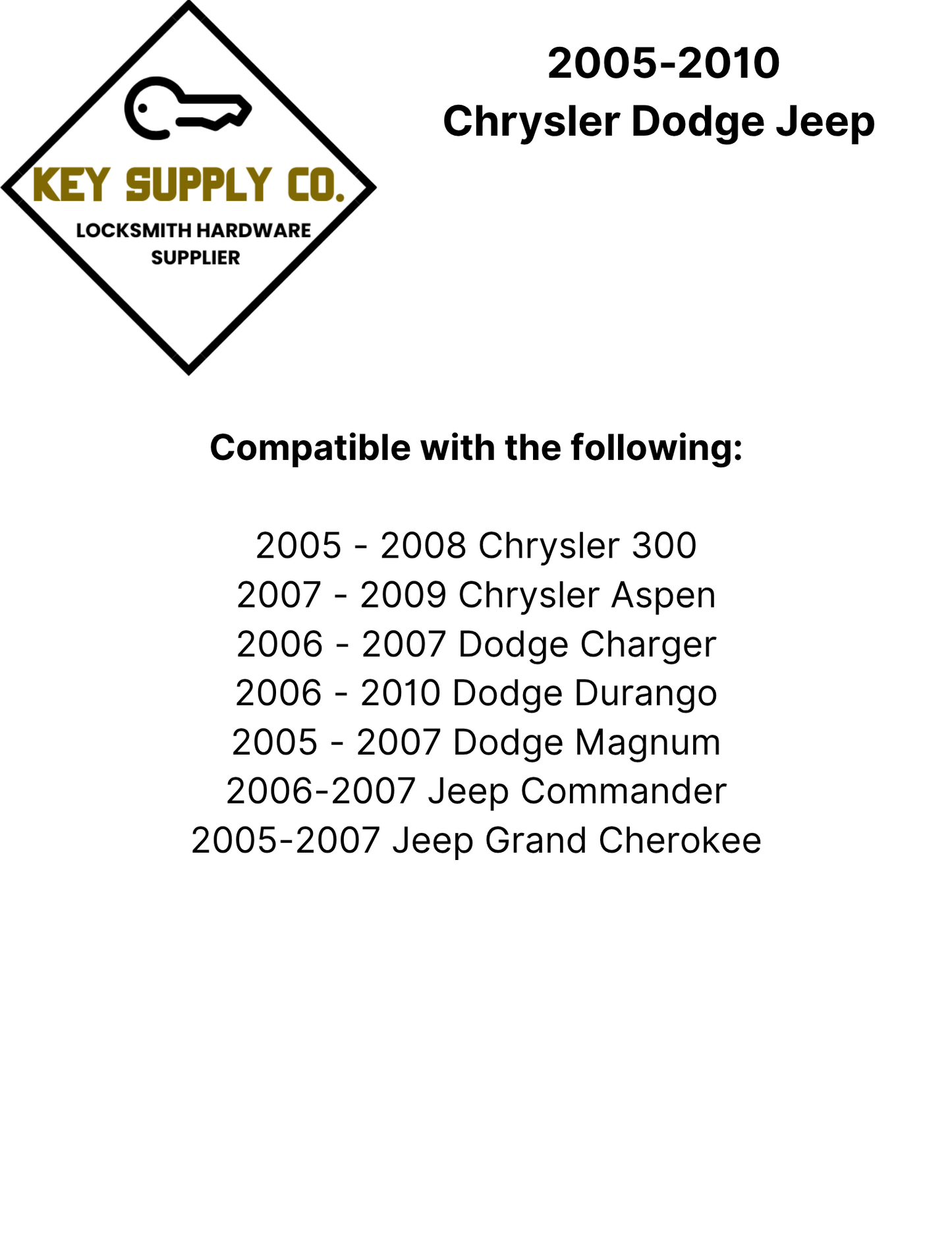 2005-2010 Chrysler Dodge Jeep / 4-Button Remote Head Key / KOBDT04A (AFTERMARKET)
