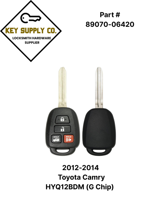 2012-2014 Toyota Camry / 4-Button Remote Head Key / PN: 89070-06420 / HYQ12BDM (G Chip) / (AFTERMARKET)