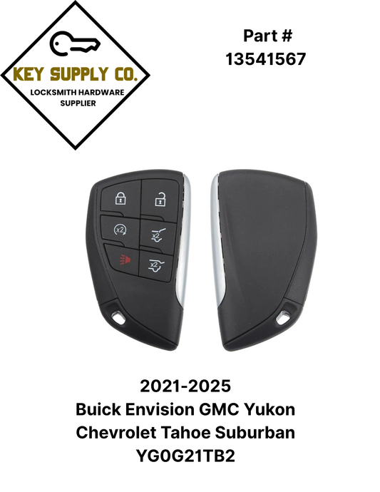 2021-2025 Buick Envision GMC Yukon Chevrolet Tahoe Suburban / 6-Button Smart Key / PN: 13541567 / YG0G21TB2 (AFTERMARKET)