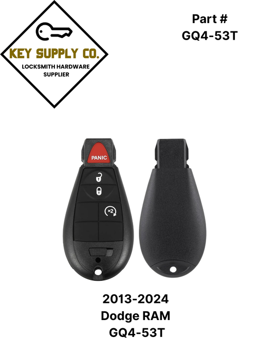 2013-2024 Dodge RAM / 4-Button Fobik Key / GQ4-53T (AFTERMARKET)