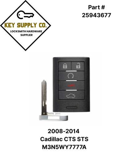 2008-2014 Cadillac CTS STS / 5-Button Smart Key / PN: 25943677 / M3N5WY7777A / (AFTERMARKET)