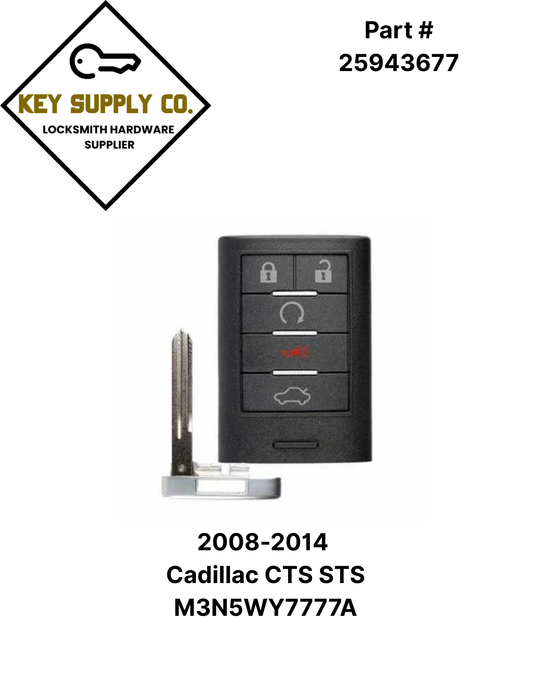 2008-2014 Cadillac CTS STS / 5-Button Smart Key / PN: 25943677 / M3N5WY7777A / (AFTERMARKET)