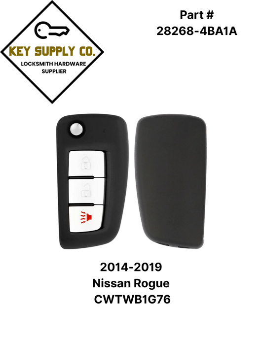 2014-2019 Nissan Rogue / 3-Button Flip Key / PN: 28268-4BA1A / CWTWB1G767 / (AFTERMARKET)