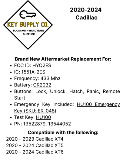 2020-2024 Cadillac / 5-Button Smart Key / PN: 13522879 13544052 / HYQ2ES (AFTERMARKET)