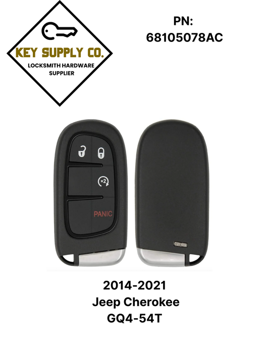 2014-2021 Jeep Cherokee / 4-Button Smart Key / 68105078AC / GQ4-54T (AFTERMARKET)
