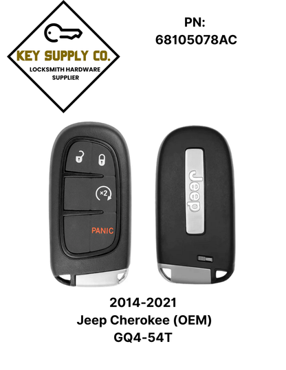 2014-2021 Jeep Cherokee / 4-Button Smart Key / PN: 68105078AC / GQ4-54T (OEM)