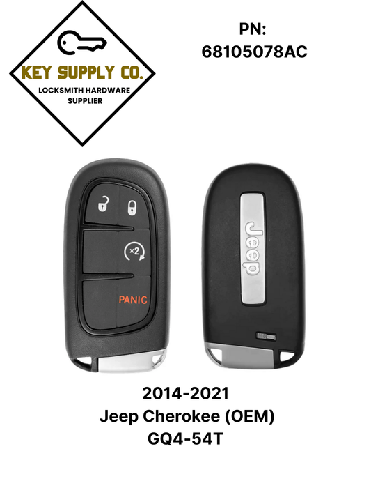 2014-2021 Jeep Cherokee / 4-Button Smart Key / PN: 68105078AC / GQ4-54T (OEM)