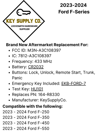 2023-2024 Ford F-Series / 5-Button Smart Key / PN: 164-R8330 / M3N-A3C108397 (AFTERMARKET)