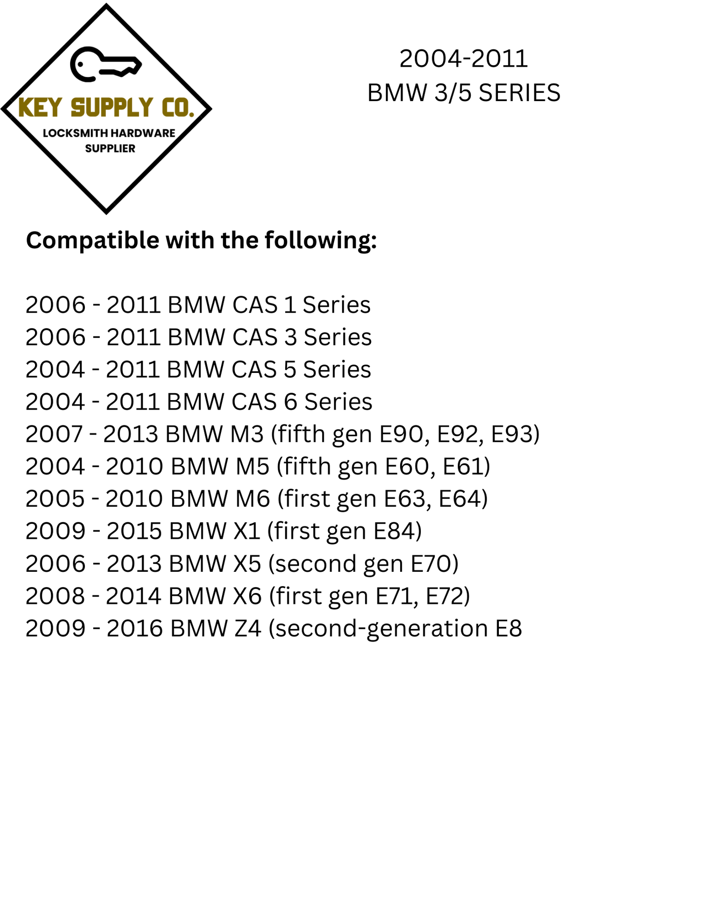 2004-2011 BMW 3 / 5 Series / 3-Button Smart Key / KR55WK49127 KR55WK49123 / CAS3 / 315 MHz