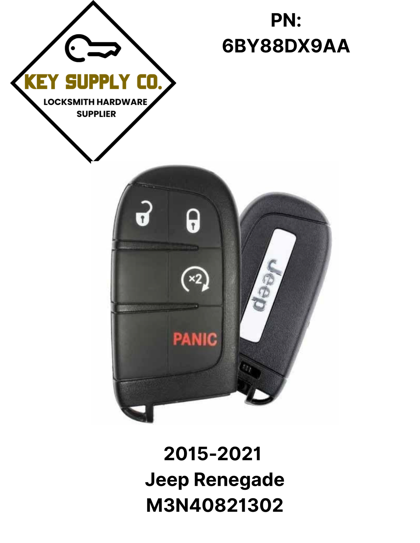 2015-2021 Jeep Renegade / 4-Button Smart Key / PN: 6BY88DX9AA 735636994 / M3N-40821302 (OEM)
