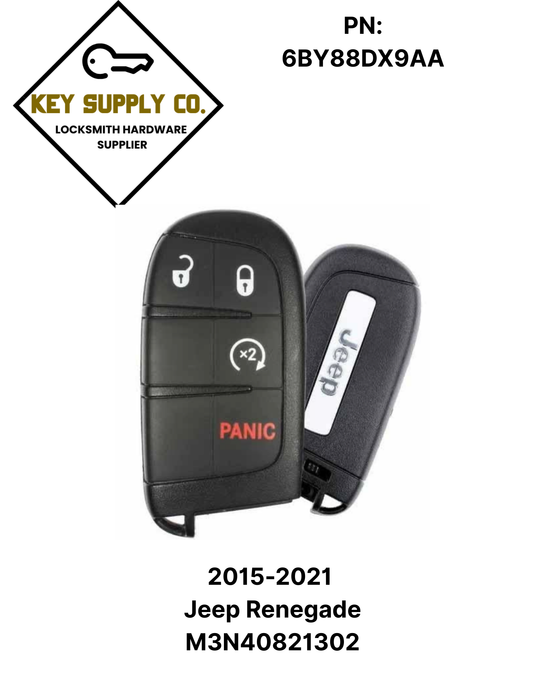2015-2021 Jeep Renegade / 4-Button Smart Key / PN: 6BY88DX9AA 735636994 / M3N-40821302 (OEM)