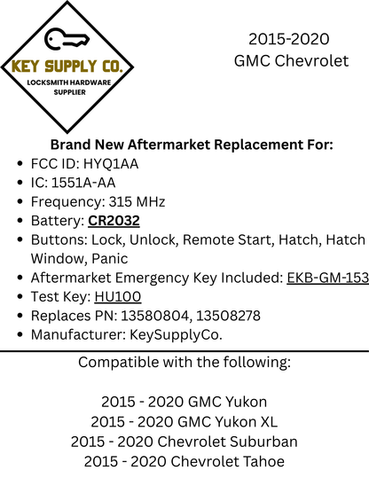 2015-2020 GMC Chevrolet / 6-Button Smart Key / PN: 13580804 / HYQ1AA (AFTERMARKET)