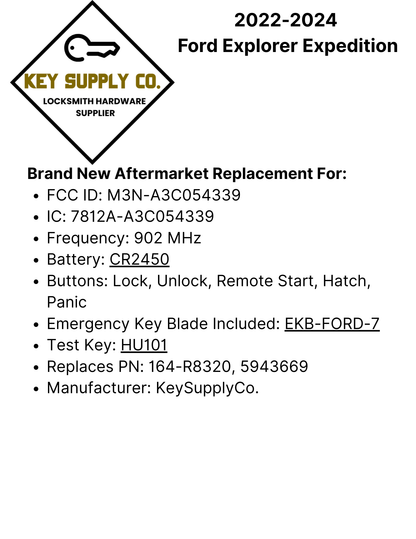 2022-2024 Ford Explorer Expedition / 5-Button Smart Key / PN: 164-R8320 / M3N-A3C054339 (AFTERMARKET)