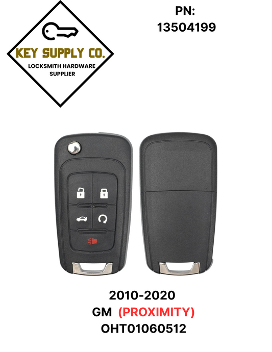 2010-2019 GM / 5-Button Flip Key / PEPS / PN: 13504199 / OHT01060512 / HU100 / PEPS (AFTERMARKET)
