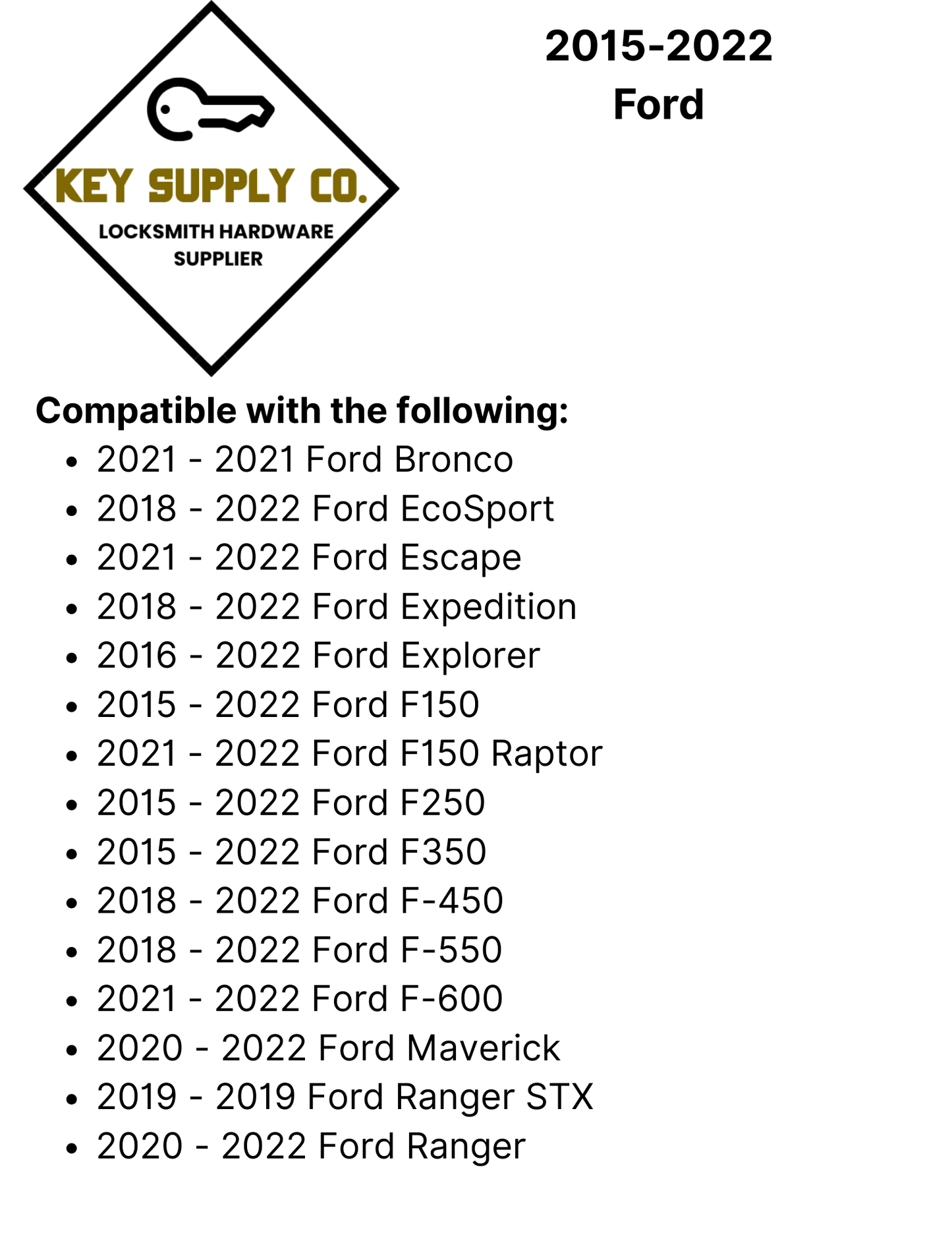 2015-2022 Ford / 3-Button Flip Key / PN: 164-R8130 / N5F-A08TAA (AFTERMARKET)