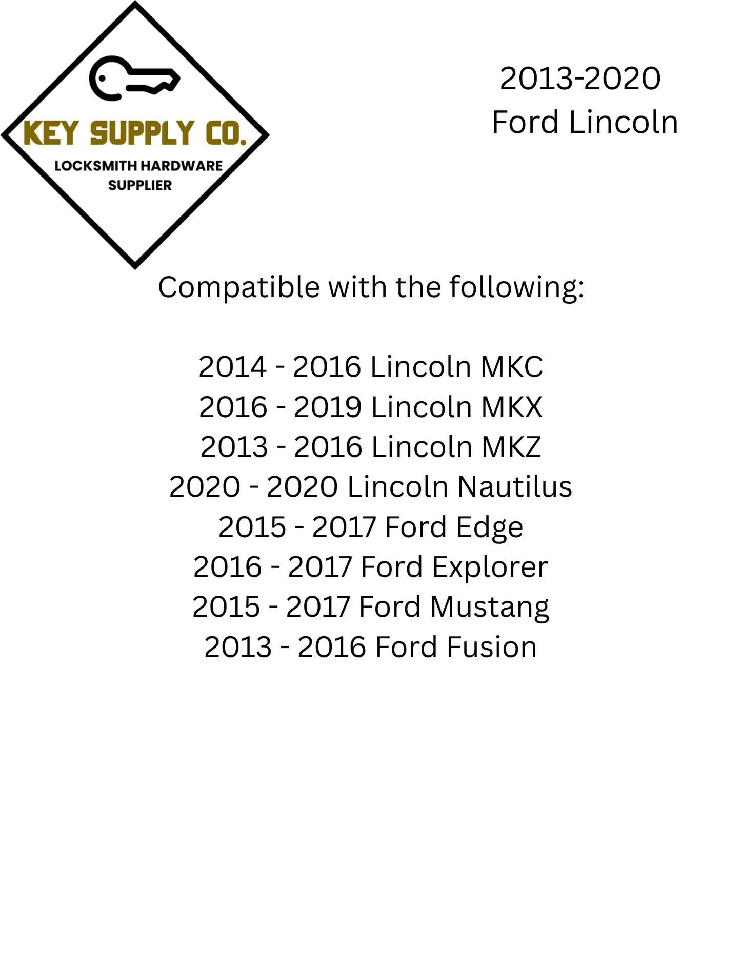 2013-2020 Ford Lincoln / 5-Button Smart Key / PN: 5923896 / M3N-A2C31243300 (AFTERMARKET)