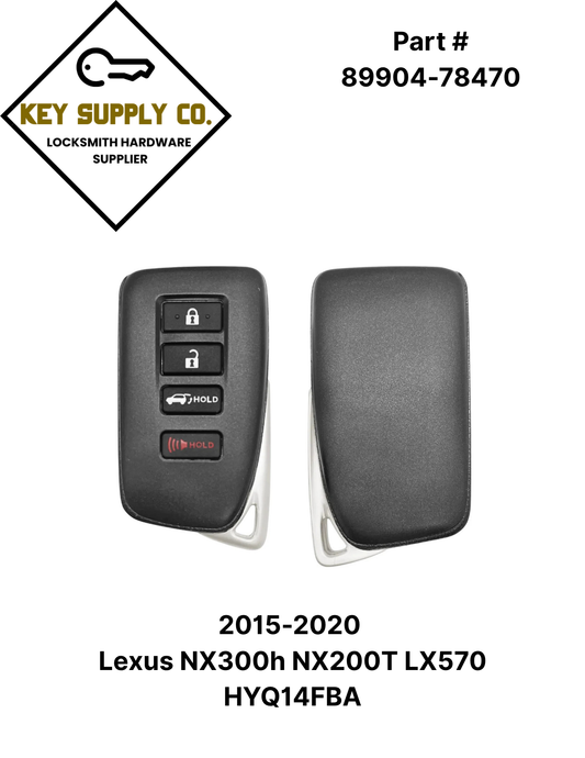 2015-2020 Lexus NX300h NX200T LX570 / 4-Button Smart Key / PN: 89904-78470 / HYQ14FBA / AG Board 2110 (AFTERMARKET)