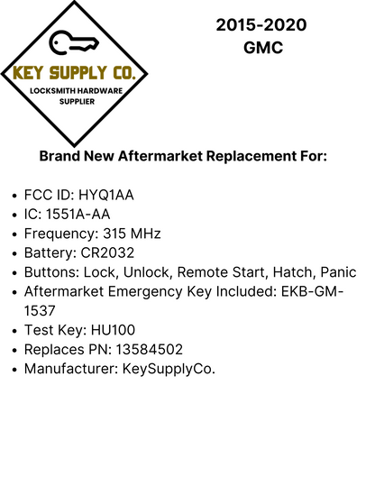 2015-2020 GMC / 5-Button Smart Key / PN: 13584502 / HYQ1AA (AFTERMARKET)