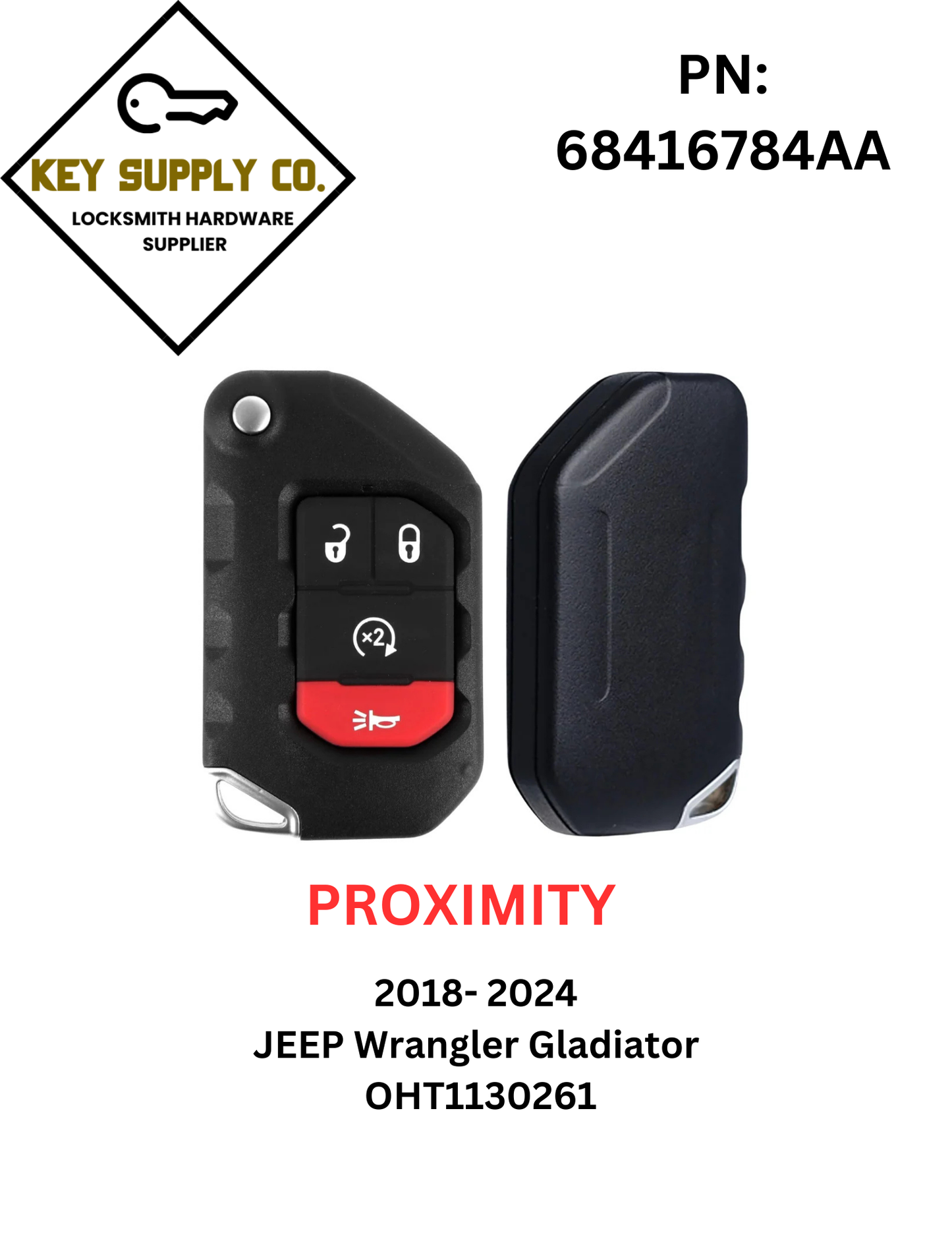 2018-2024 Jeep Wrangler Gladiator / 4-Button Smart Flip Key / PN: 68416784AA / OHT1130261 / SIP22 (AFTERMARKET)