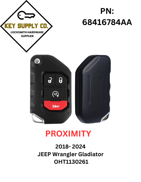 2018-2024 Jeep Wrangler Gladiator / 4-Button Smart Flip Key / PN: 68416784AA / OHT1130261 / SIP22 (AFTERMARKET)