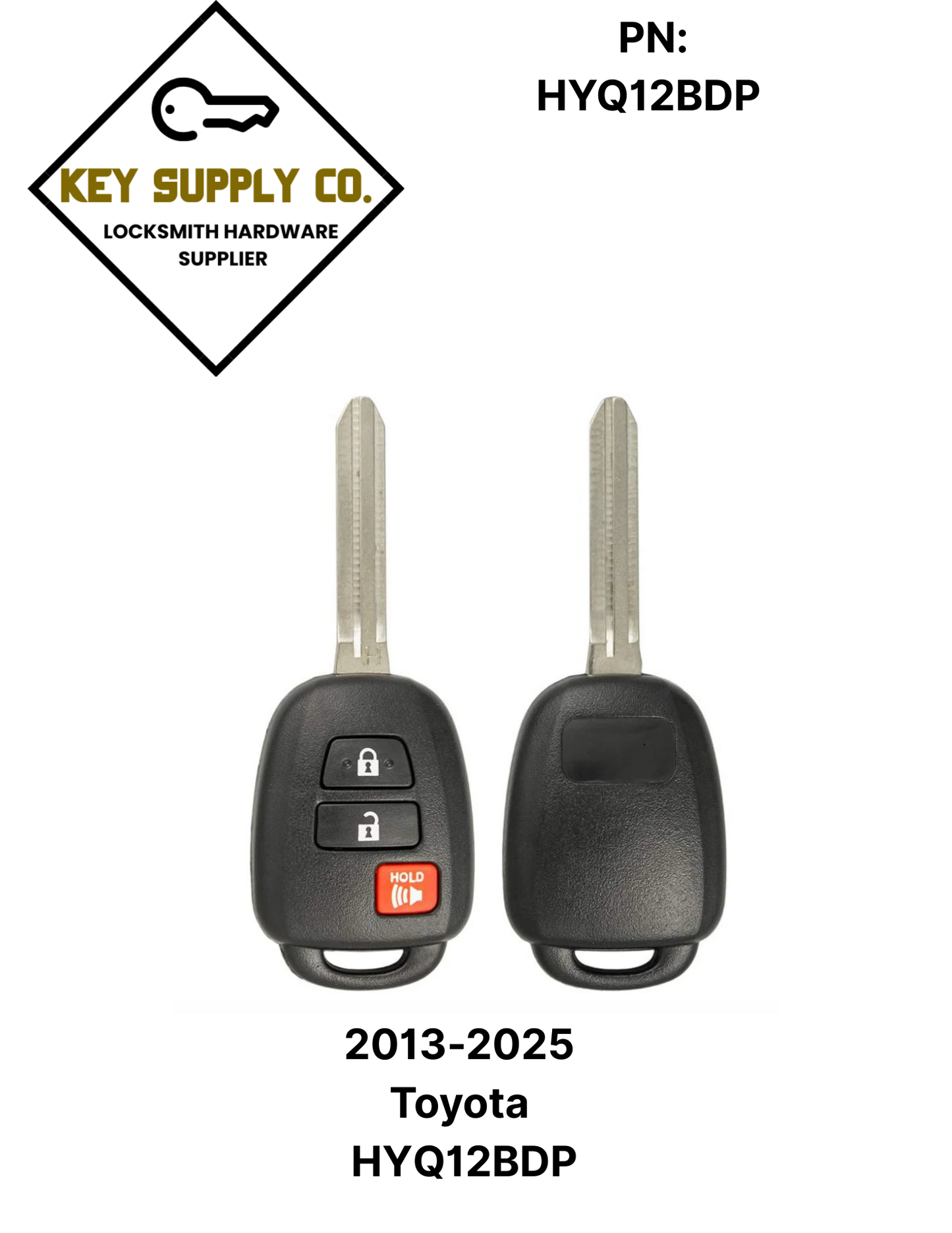 2013-2025 Toyota / 3-Button Remote Head Key / HYQ12BDP / H Chip (AFTERMARKET)