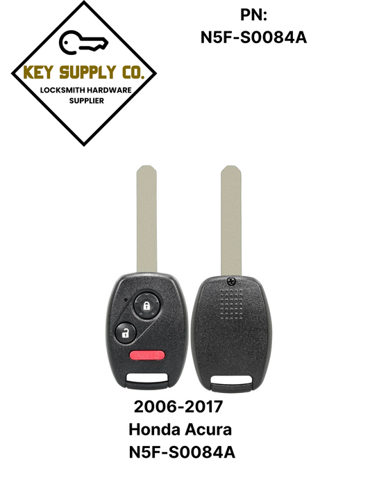 2006-2017 Honda Acura / 3-Button Remote Head Key / N5F-S0084A (AFTERMARKET)