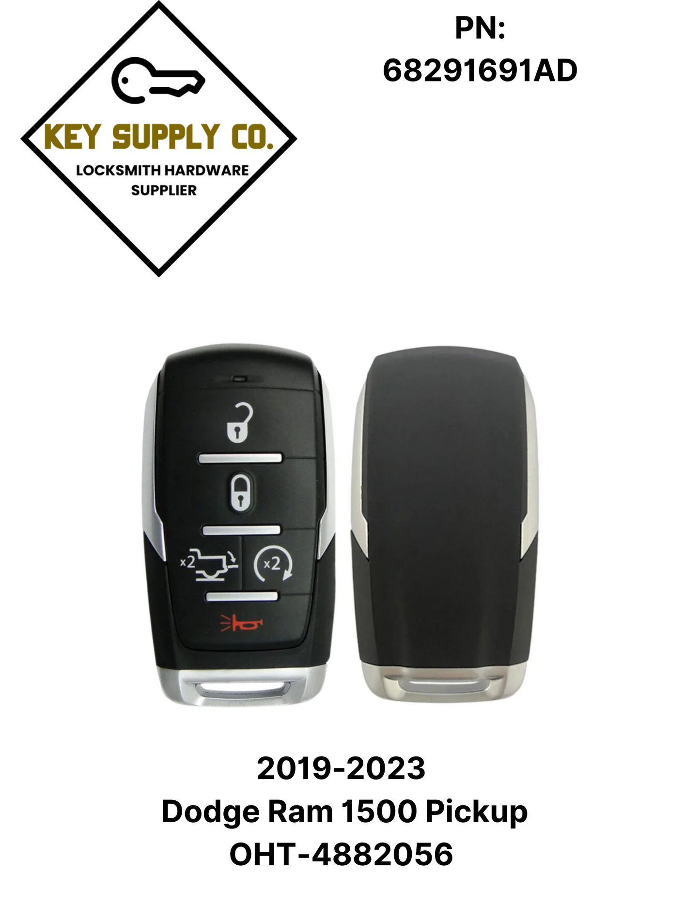 2019-2023 Dodge Ram 1500 Pickup / 5-Button Smart Key / PN: 68291691AD / OHT-4882056 (AFTERMARKET)