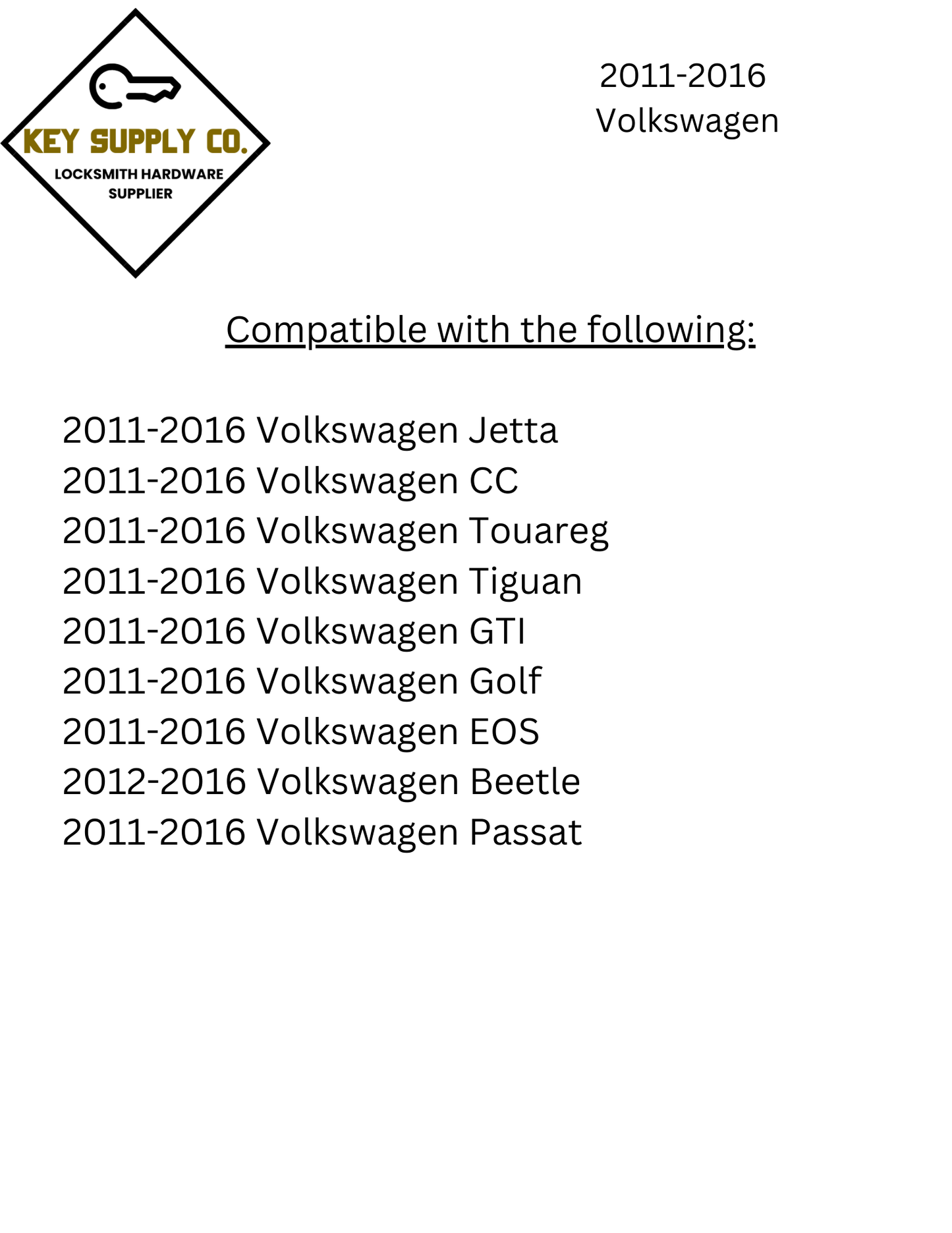 2011-2016 Volkswagen / 4-Button Flip Key / PN: 5K0837202AK / NBG010206T / HU66 / PROX / 315 MHz (AFTERMARKET)