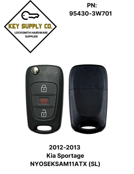 2012-2013 Kia Sportage / 3-Button Flip Key / PN: 95430-3W701 / NYOSEKSAM11ATX (SL) (AFTERMARKET)
