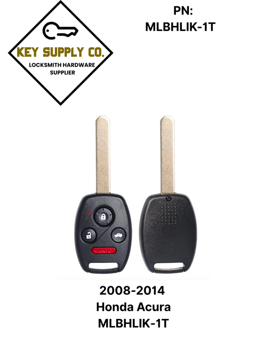 2008-2014 Honda Acura / 4-Button Remote Head Key / MLBHLIK-1T / (AFTERMARKET)