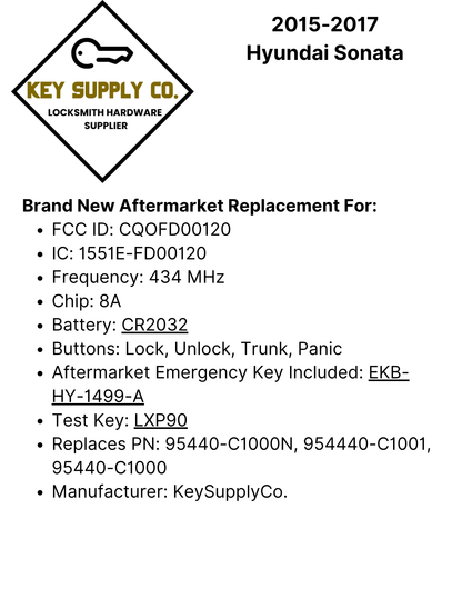 2015-2017 Hyundai Sonata / 4-Button Smart Key / PN: 95440-C1001 / CQOFD00120 (AFTERMARKET)