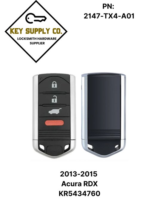 2013-2015 Acura RDX / 4-Button Smart Key / PN: 72147-TX4-A01 / KR5434760 (AFTERMARKET)
